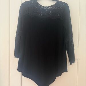 Joie Black Lace Detail Tunic sweater